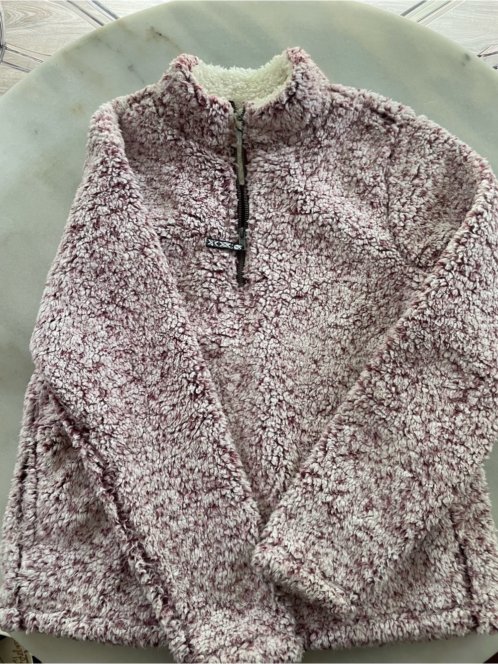Time and Tru Plush Half-Zip Sherpa in Blush Pink and Cream